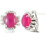 Spinel cabochon,white diamond and white gold earrings..