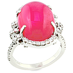 Spinel cabochon,white diamond and white gold ring.