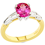 Spinel ,white diamond and gold ring.