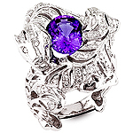 Tanzanite and white diamond gold ring