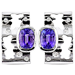 Tanzanite,white diamond and white gold earrings.