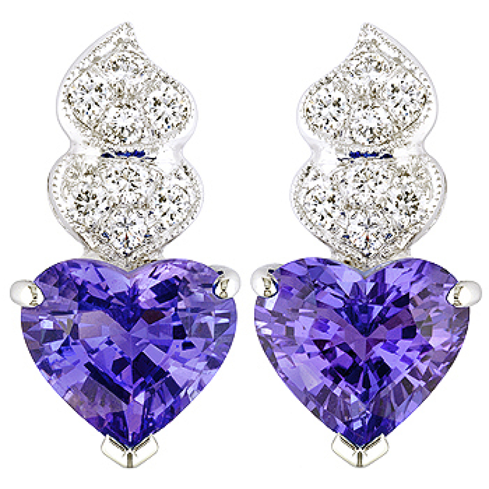 Tanzanite,white diamond and white gold earrings.