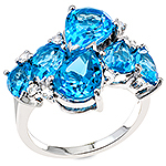 Topaz,sapphire and silver ring