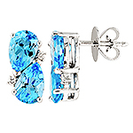 Topaz,white diamond and white gold earrings