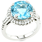 Topaz ,white diamond and white gold ring.