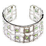 Tsavorite and silver bracelet