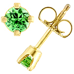 Tsavorite and yellow gold earrings.