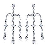 White diamond gold earrings